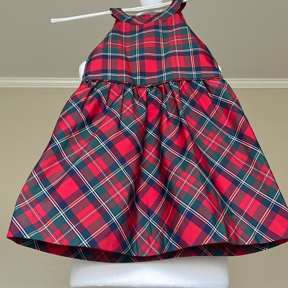 Girls Merry Plaid Party Dress In Red Velvet
